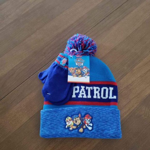 NWT Nickelodeon Paw Patrol Embroidered Dog Pom Pom Top Hat Mittens - Picture 4 of 4